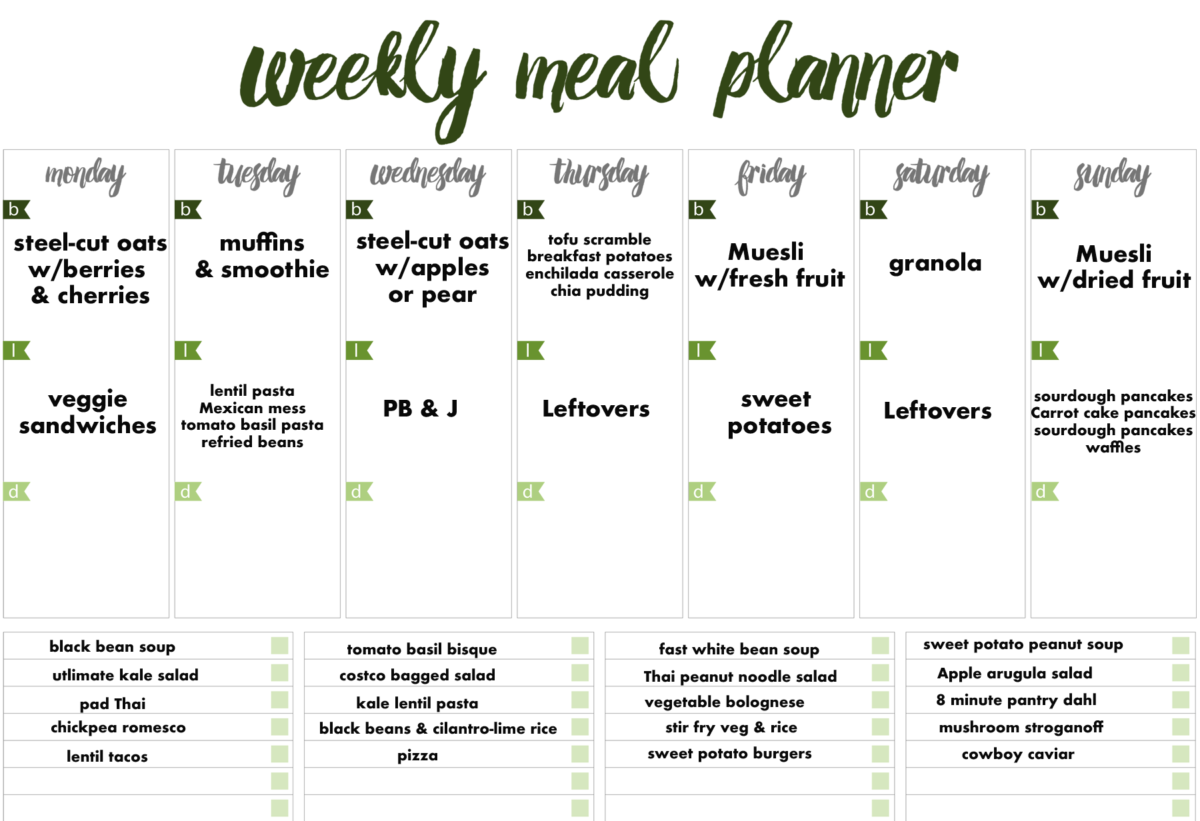 Once-a-Month Plant-Based Menu Planning