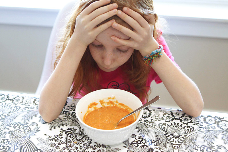 Picky girl who doesn't like vegan soup